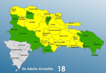 26 provincias y el Distrito Nacional en alerta a resultas de suficiente humedad e inestabilidad proporcionada por la vaguada que afecta territorio de República Dominicana
