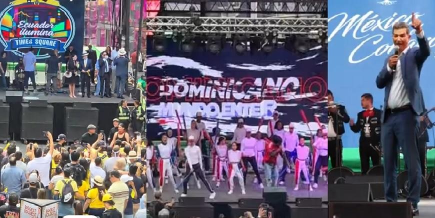 Miles de hispanos, incluidos cientos de dominicanos, llenan de alegría y folklore la plaza de Times Square de NY