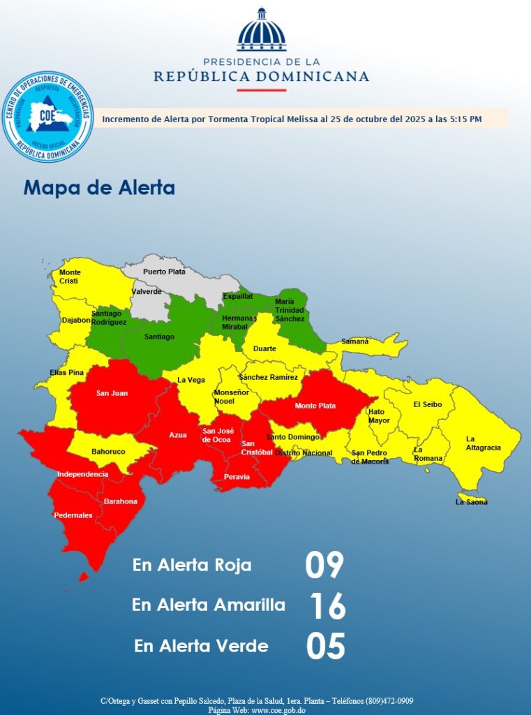 La imagen actual no tiene texto alternativo. El nombre del archivo es: El-COE-mantiene-08-provincias-y-al-Distrito-Nacional-en-alerta-roja-16-en-amarilla-y-aumenta-05-en-verde.jpeg