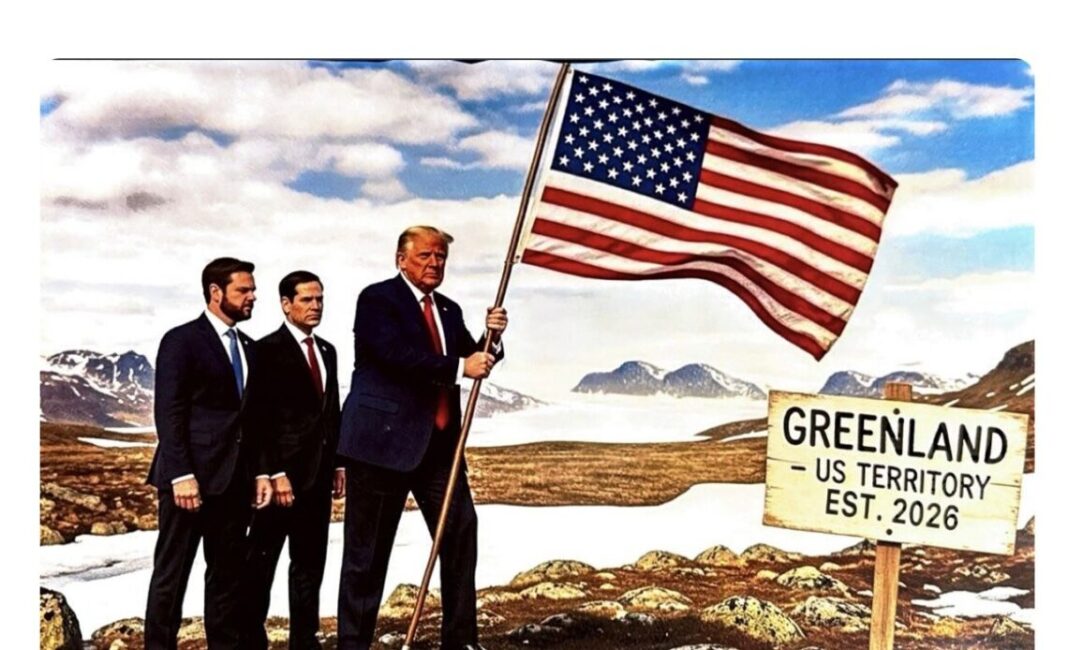 Trump publica imagen de sí mismo con bandera estadounidense en Groenlandia