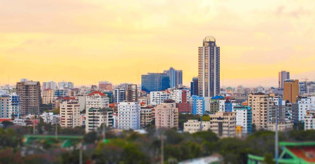 Sunset cityscape of Santo Domingo, Dominican Republic